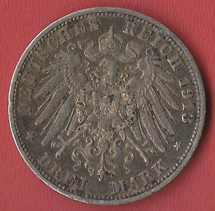  3 Mark Wilhelm II 1913 Koblenzer Muenzen Studio Münzankauf Koblenz Frank Maurer AL526   