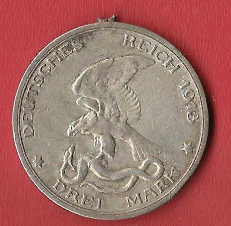  3 Mark Wilhelm II 1913 gehenk. Koblenzer Muenzen Studio Münzankauf Koblenz Frank Maurer AL527   