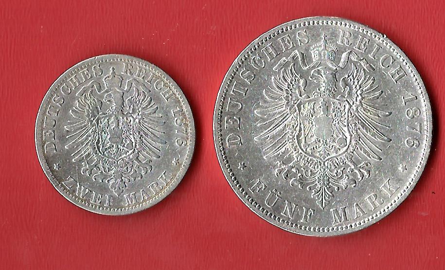  Preussen 2+5 Mark Wilhelm I 1876  Koblenzer Muenzen Studio Münzankauf Koblenz Frank Maurer AL532   