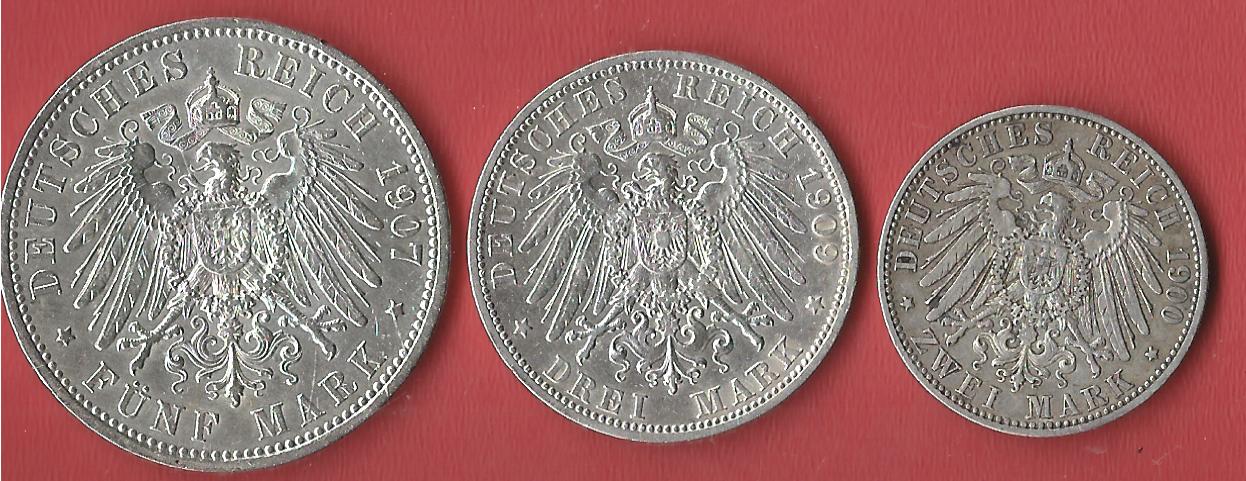  Preussen 2+3+5 Mark Wilhelm II  Koblenzer Muenzen Studio Münzankauf Koblenz Frank Maurer AL533   