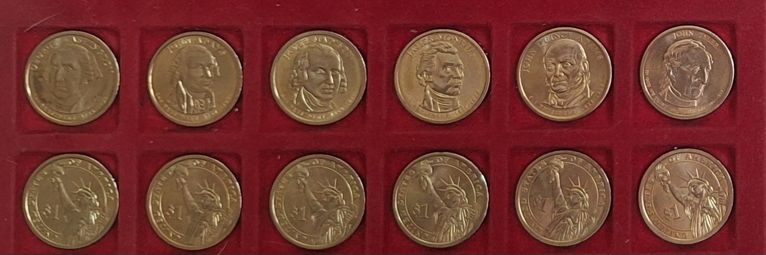  USA, PräsidentenDollar, ab 2007, jeweils 6 verschiedene siehe Bild(er) I   