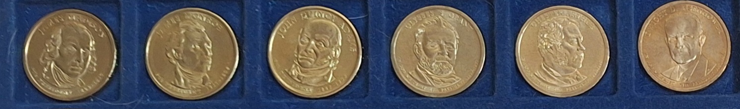  USA, PräsidentenDollar, ab 2007, jeweils 6 verschiedene siehe Bild(er) VI   