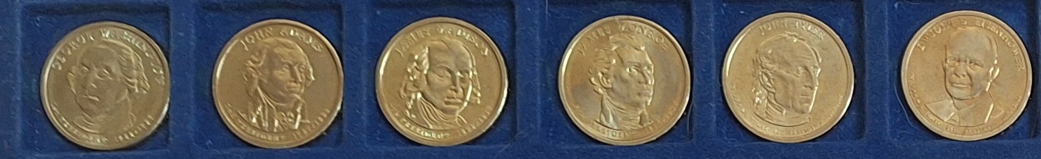  USA, PräsidentenDollar, ab 2007, jeweils 6 verschiedene siehe Bild(er) VII   