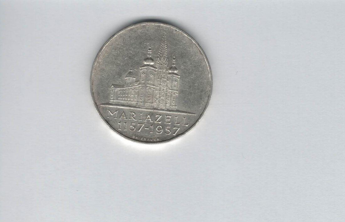  25 Schilling 1957 800 Jahre Mariazell 10,4g fein Ag Gedenkmünze Österreich Spittalgold9800 (04588/3)   