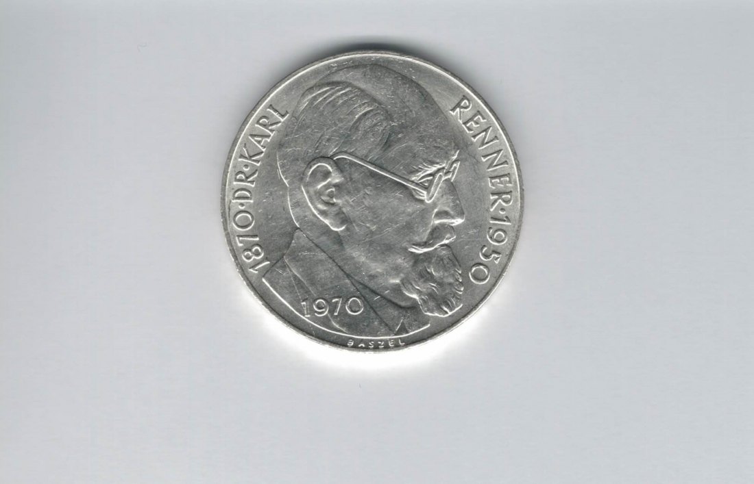 50 Schilling 1970 Karl Renner 2. Republik Ag 18g fein Österreich Spittalgold9800 (04584/10)   