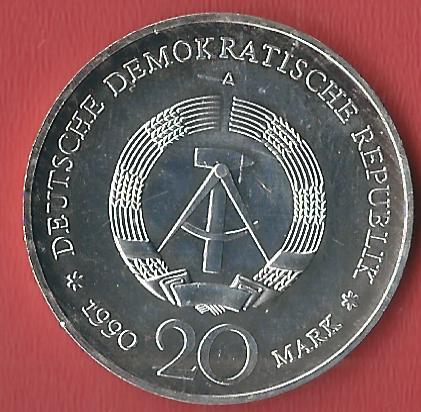  20 Mark DDR Brand.Tor 1990 st Koblenzer Muenzen Studio Münzankauf Koblenz Frank Maurer AL550   