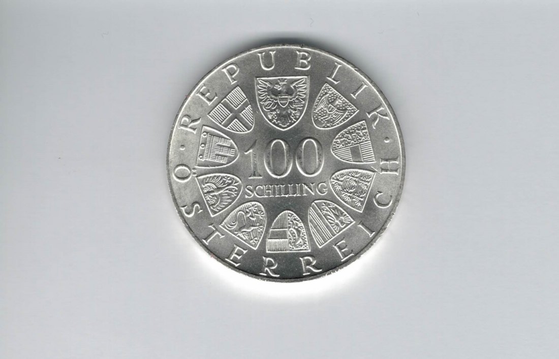  100 Schilling 1975 Johann Strauss silber 15,36g fein Österreich Spittalgold9800 (01914/2)   