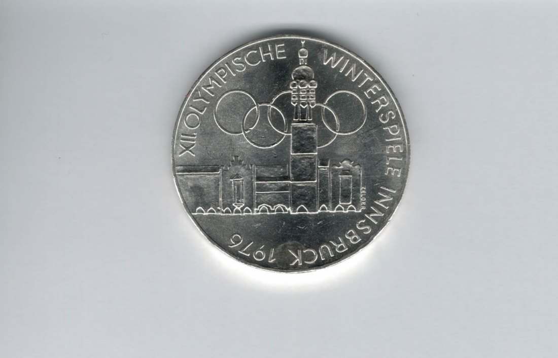  100 Schilling 1976 Winterolympiade Innsbruck Stadtturm Wien 15,36g fein silber Österreich (01914/5)   