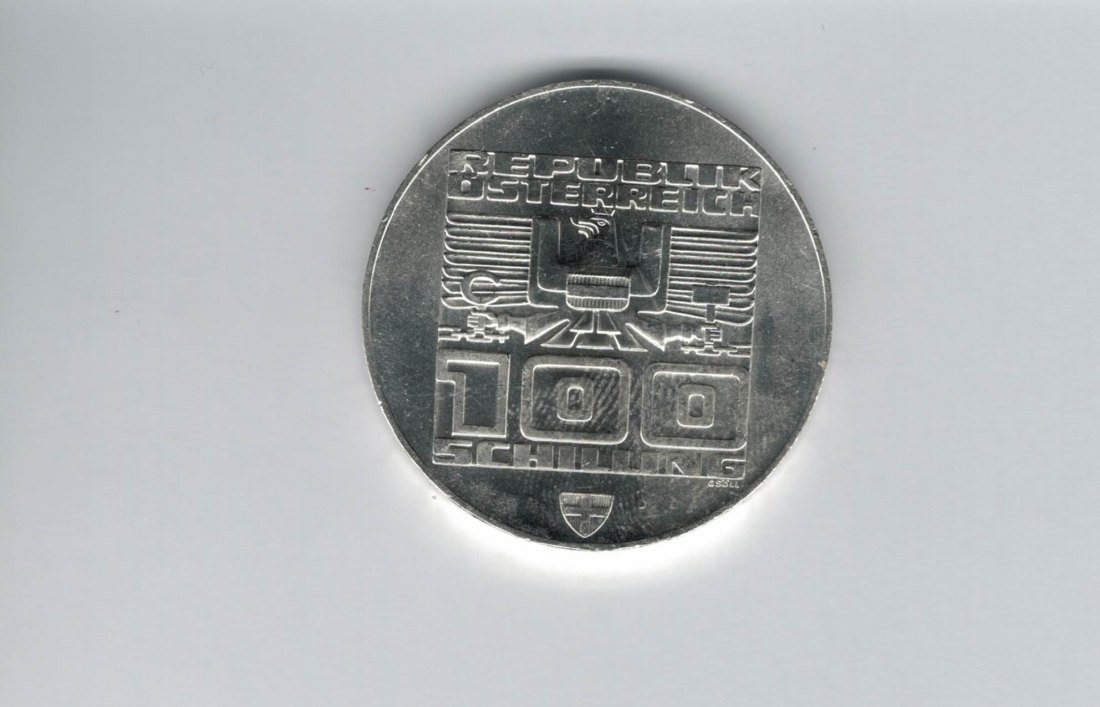  100 Schilling 1976 Winterolympiade Innsbruck Stadtturm Wien 15,36g fein silber Österreich (01914/5)   