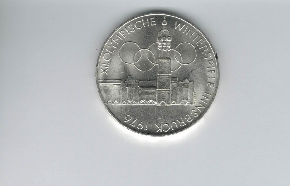  100 Schilling 1976 Winterolympiade Innsbruck Stadtturm Hall 15,36g fein silber Österreich (01914/6)   