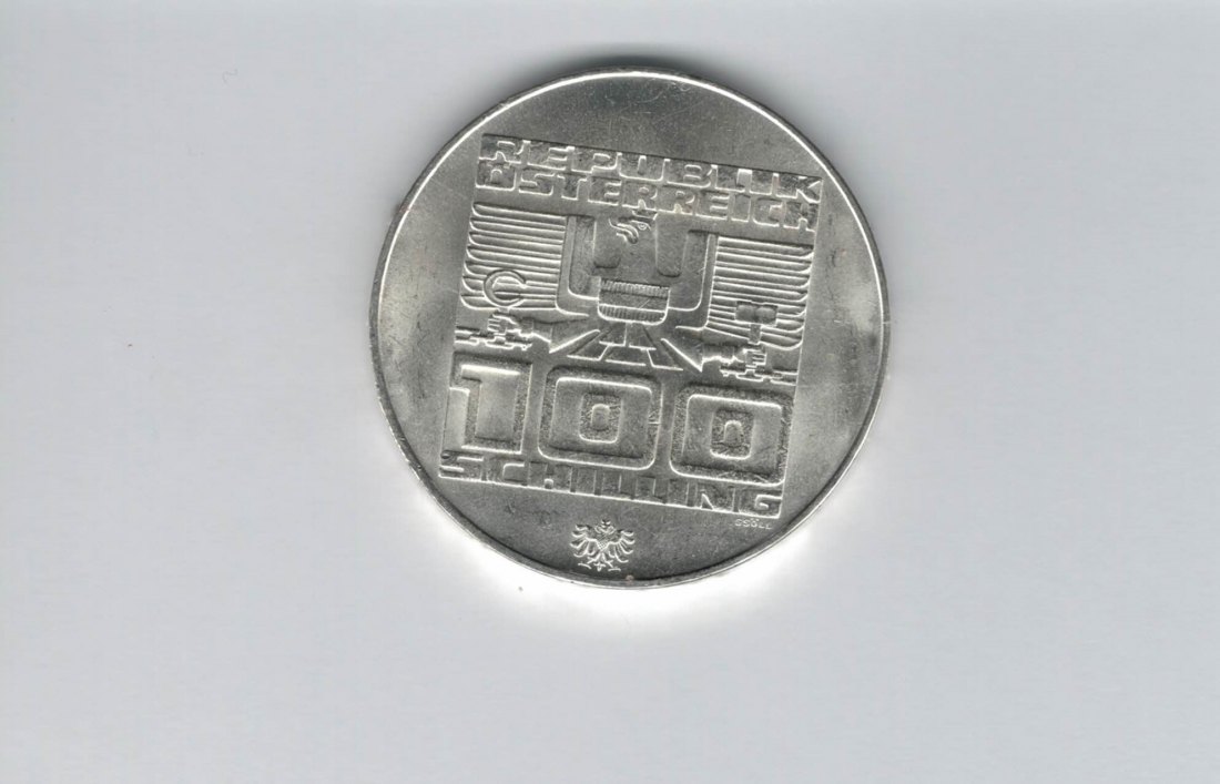  100 Schilling 1976 Winterolympiade Innsbruck Stadtturm Hall 15,36g fein silber Österreich (01914/6)   