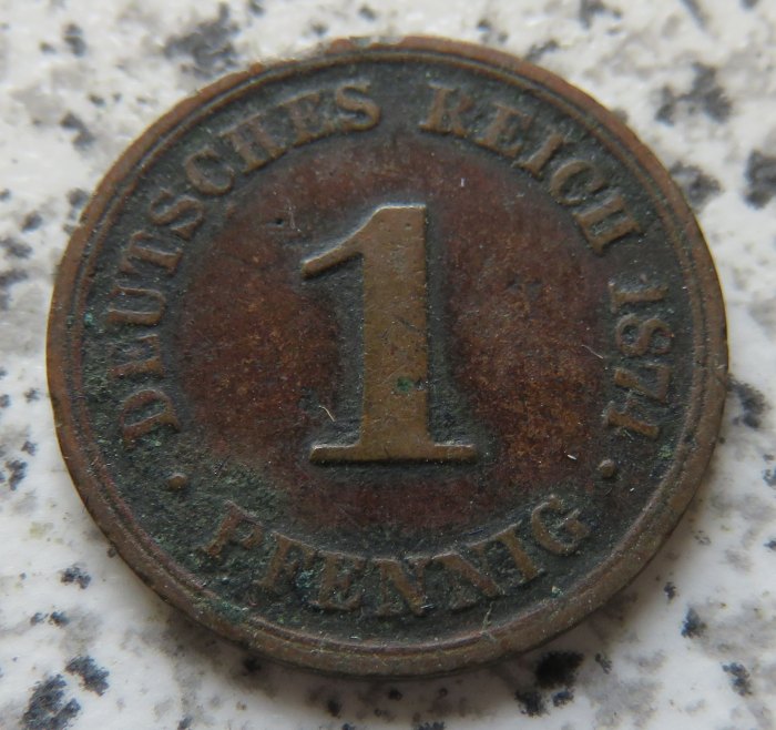  Kaiserreich 1 Pfennig 1874 A, Belegstück   