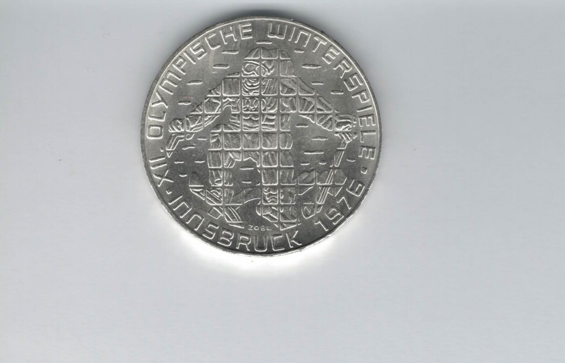  100 Schilling 1976 Winterolympiade Innsbruck Abfahrtsläufer Wien Ag 15,36g fein Österreich (01914/7)   