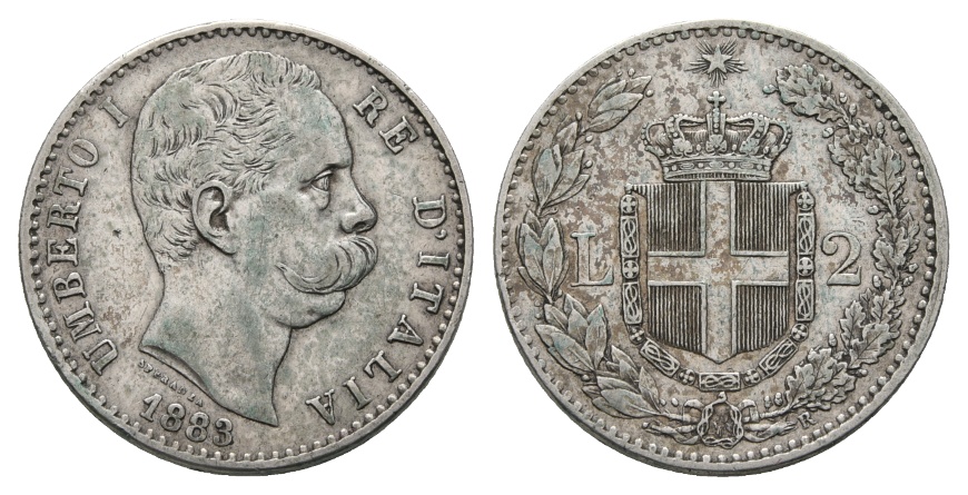  Ausland, Italien; 2 Lire 1883   