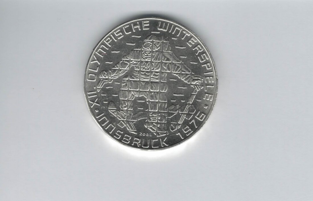  100 Schilling 1976 Winterolympiade Innsbruck Abfahrtsläufer Hall 15,36 Fein Ag Österreich (01914/8)   