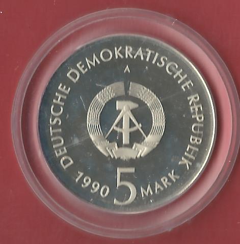  5 Mark DDR Tucholsky 1990 PP Koblenzer Muenzen Studio Münzankauf Koblenz Frank Maurer AL553   