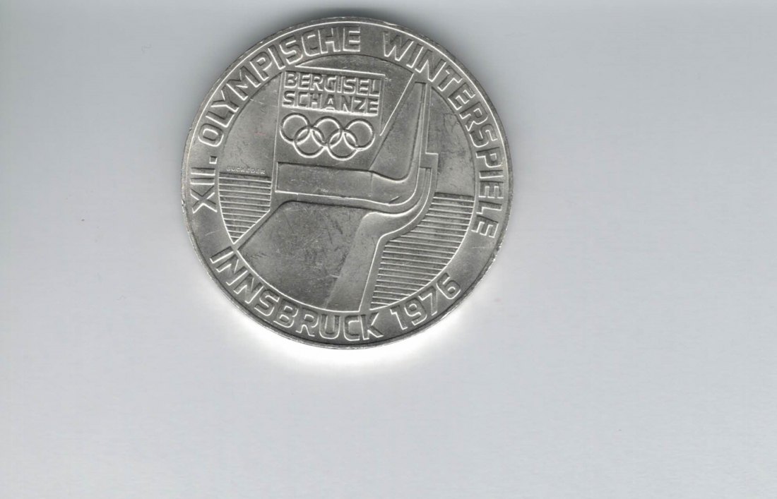  100 Schilling 1976 Berg Isel Schanze Innsbruck Hall Winterspiele Ag 15,36g fein Österreich (01914/10   
