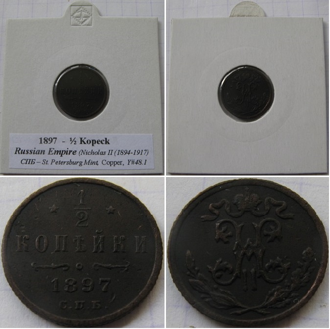  1889-1913, Russian Empire,  ½ Kopeck, a set of 10 Russian old coins   