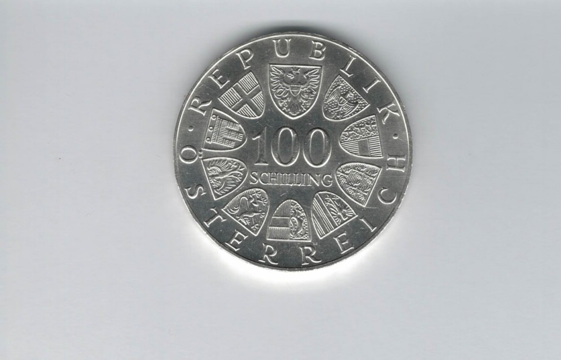  100 Schilling 1977 Stift Kremsmünster 1200 Jahre Tassilokelch Ag 15,36g fein Österreich (01914/14)   