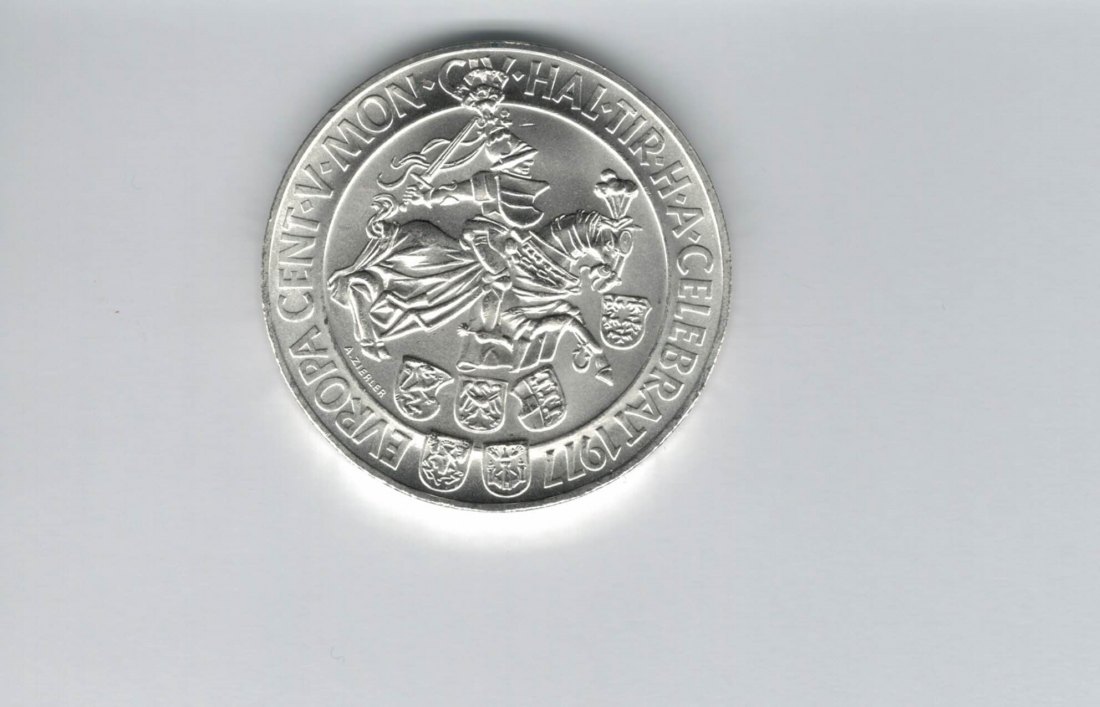  100 Schilling 1977 500 Jahre Münzstätte Hall/Tirol 15,36g fei Ag Österreich Spittalgold9800 01914/16   
