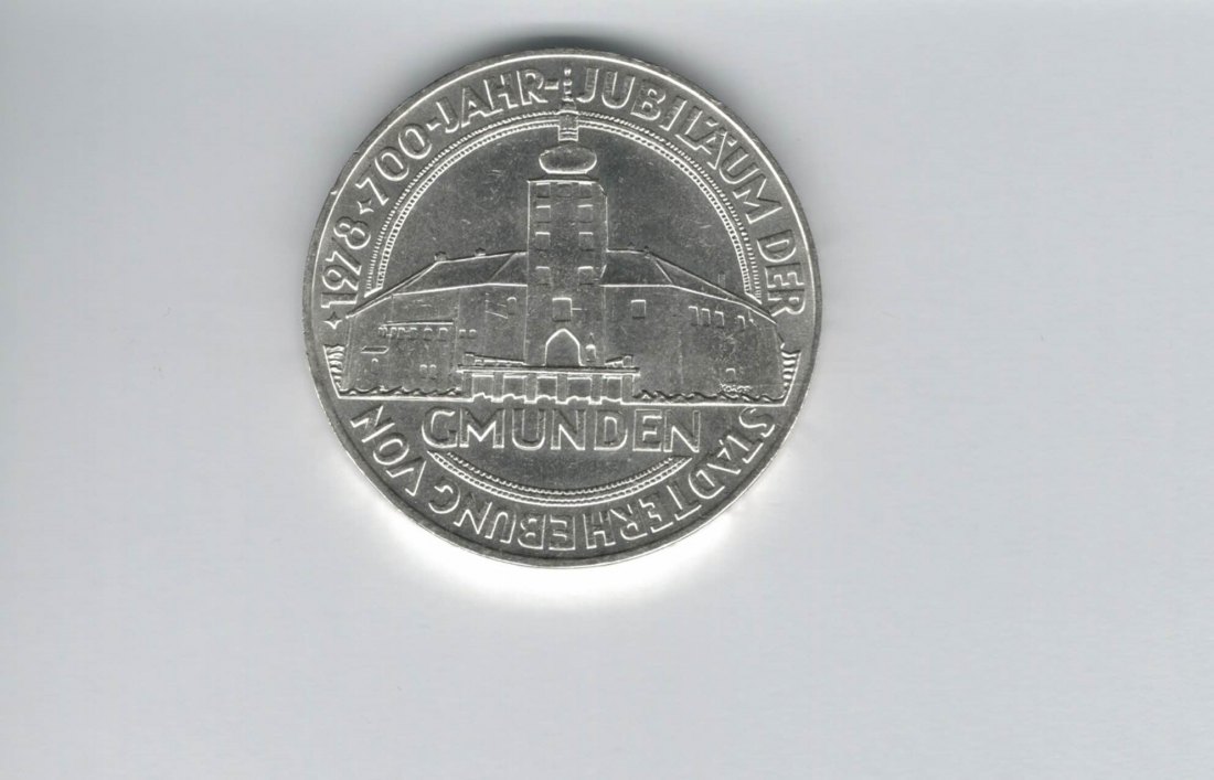  100 Schilling 1978 Stadt Gmunden Oberösterreich Ag 15,36g fein Österreich Spittalgold9800 (1914/17)   