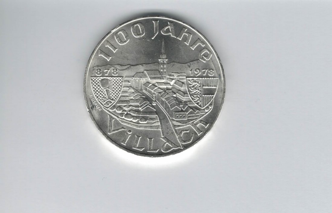  100 Schilling 1978 1100 Jahre Villach/Kärnten Ag 15,36g fein Österreich Spittalgold9800 (01914/19   