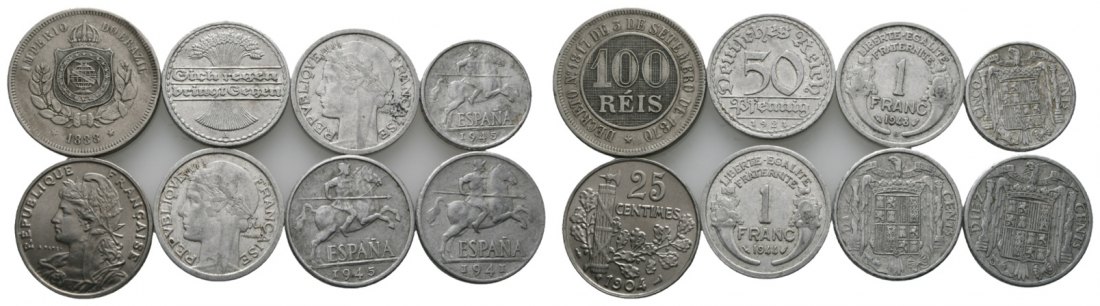  Ausland; Lot Kleinmünzen (8 Stück)   