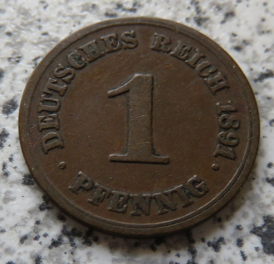  Kaiserreich 1 Pfennig 1891 F   