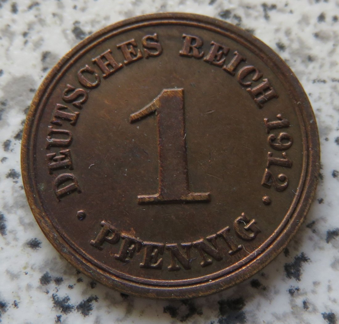  Kaiserreich 1 Pfennig 1912 E, Erhaltung   