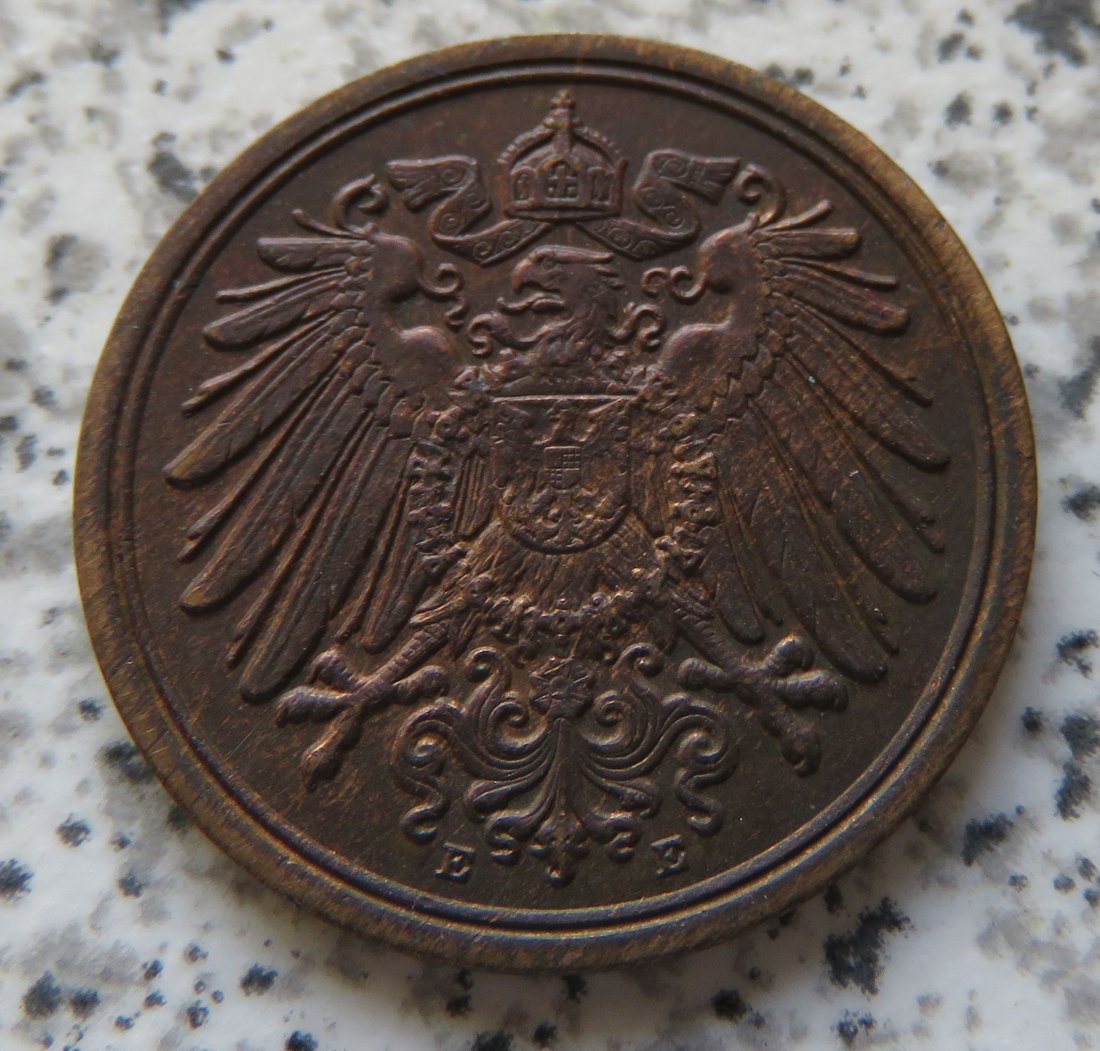  Kaiserreich 1 Pfennig 1912 E, Erhaltung   