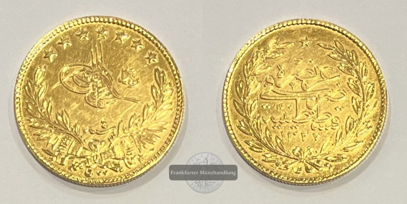 Türkei. Mehmed V., Sultan 1909-1918 MM-Frankfurt Feingewicht: 33,08g 500 Piaster 1912/1913 AH 1277/13 