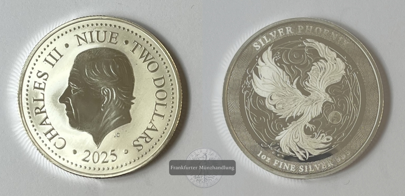  Niue 2 Dollars 2025 Charles III Phoenix FM-Frankfurt Feinsilber: 31,06g   