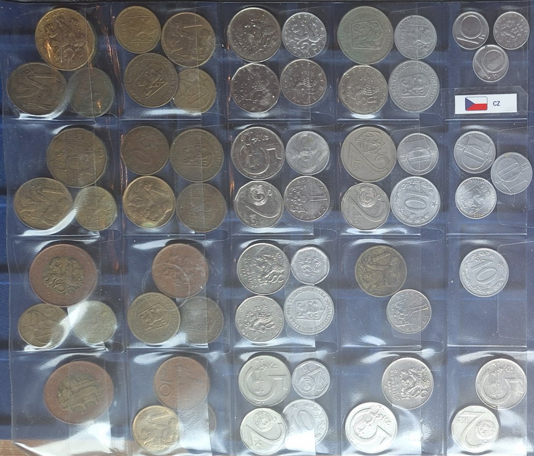 Tschechien Lot aus 10,20+50 Heller, 1,2,5,10,20+50 Kronen Summe über 230 Kronen 219g   