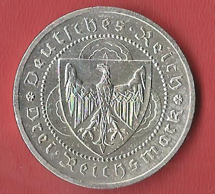  Weimar 3 Mark Vogelweide 1930 A  Koblenzer Muenzen Studio Münzankauf Koblenz Frank Maurer AL569   