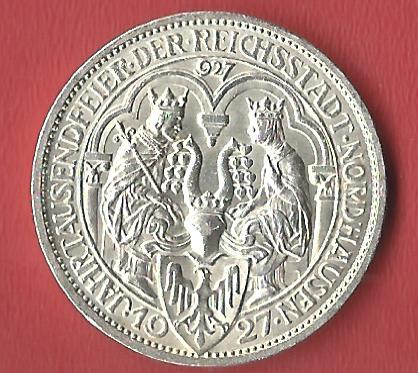  Weimar 3 Mark Nordhausen 1927 A  Koblenzer Muenzen Studio Münzankauf Koblenz Frank Maurer AL570   