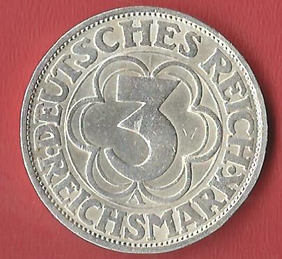  Weimar 3 Mark Nordhausen 1927 A  Koblenzer Muenzen Studio Münzankauf Koblenz Frank Maurer AL570   