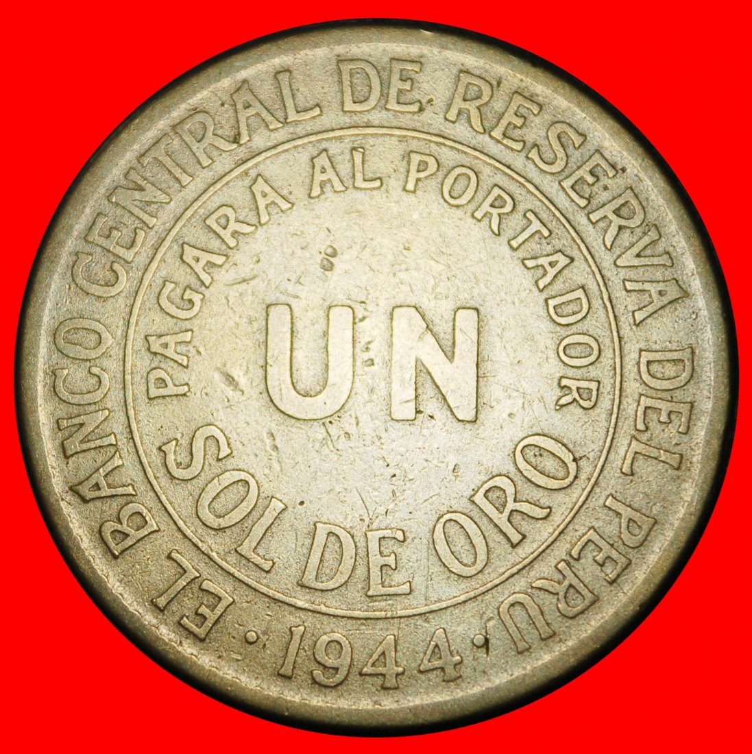 Ⰶ USA (1943-1965): PERU ★ 1 SOL DE ORO 1944 CORNUCOPIA!★LOW START★NO RESERVE   