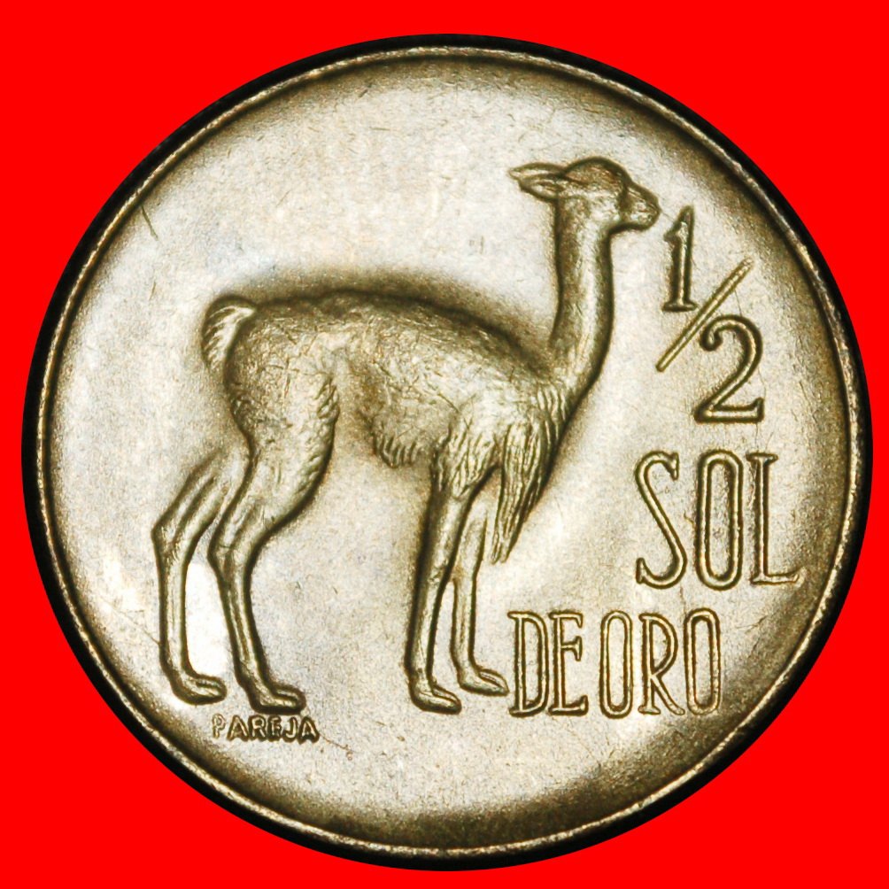  Ⰶ VICUGNA (1966-1975): PERU ★ 1/2 SOL DE ORO 1972! CORNUCOPIA! MINT LUSTRE! ★LOW START★NO RESERVE   