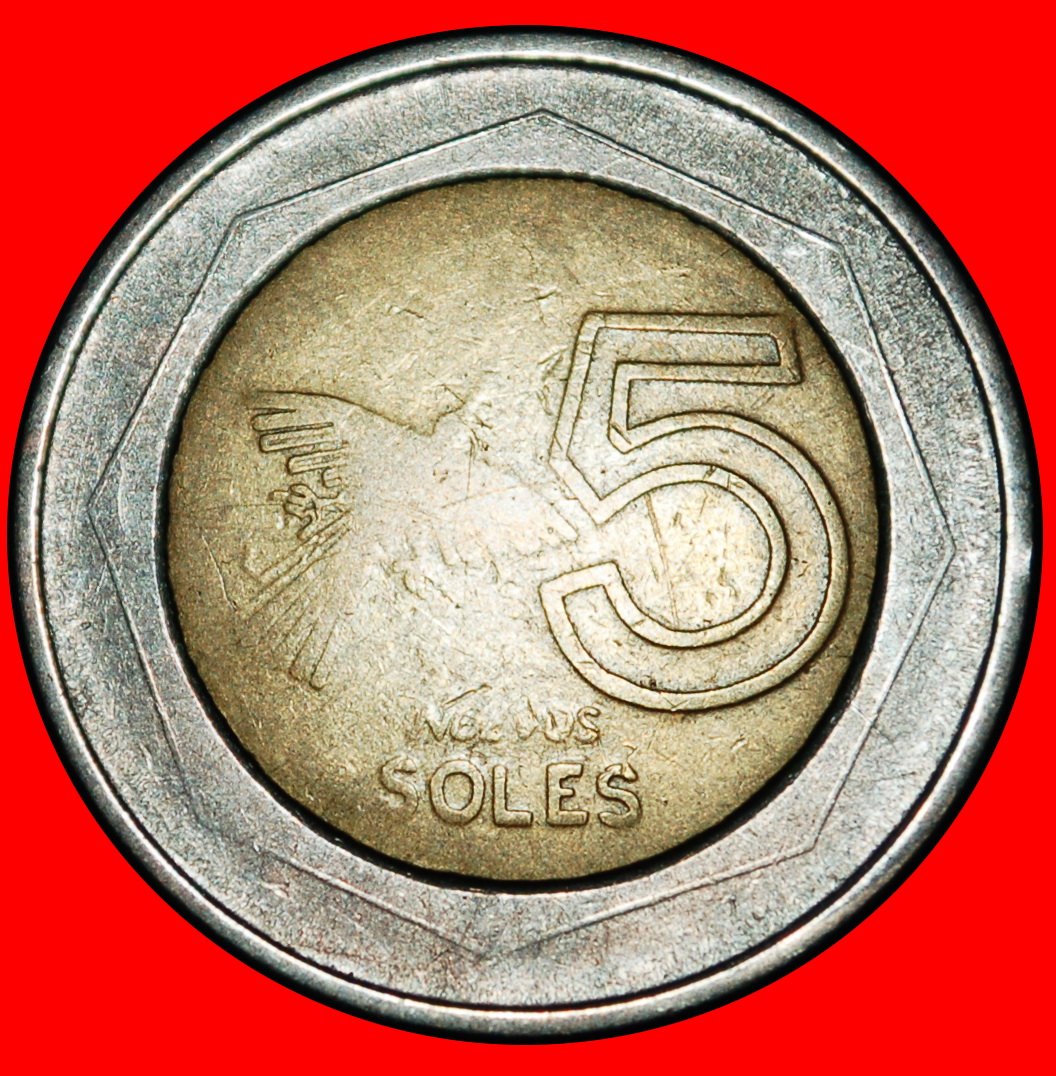  Ⰶ NAZCA CONDOR (1994-2025): PERU ★ 5 NEW SOLES 2005 DIES II B p! ERROR!★LOW START ★ NO RESERVE!   