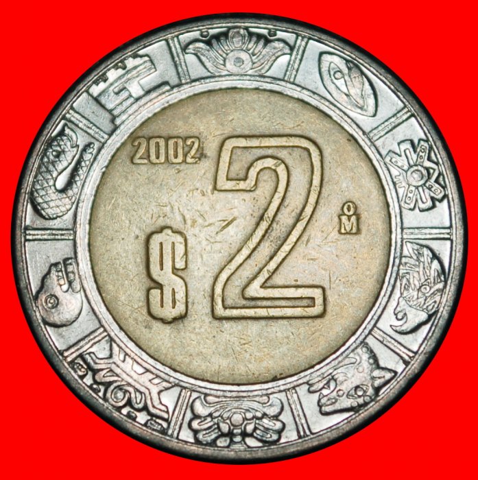  Ⰶ STEIN DER SONNE (1992-2025): MEXIKO ★ 2 PESO 2002! STEMPEL III A! OHNE VORBEHALT!   