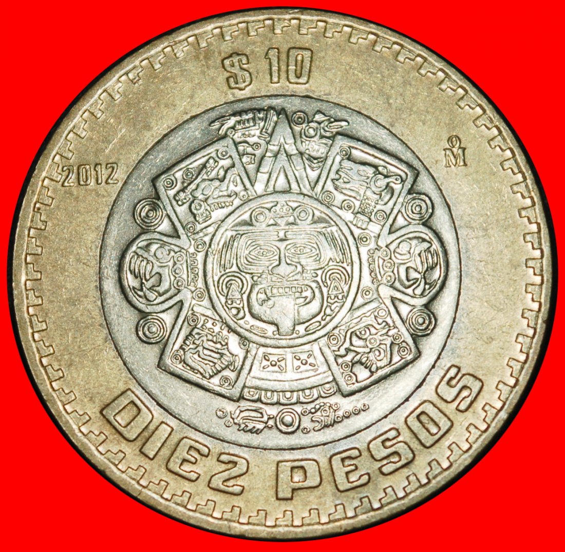  Ⰶ STEIN DER SONNE (1992-2025): MEXIKO ★ 10 PESO 2012 FEUERMASKE! STEMPEL V! ★OHNE VORBEHALT!   