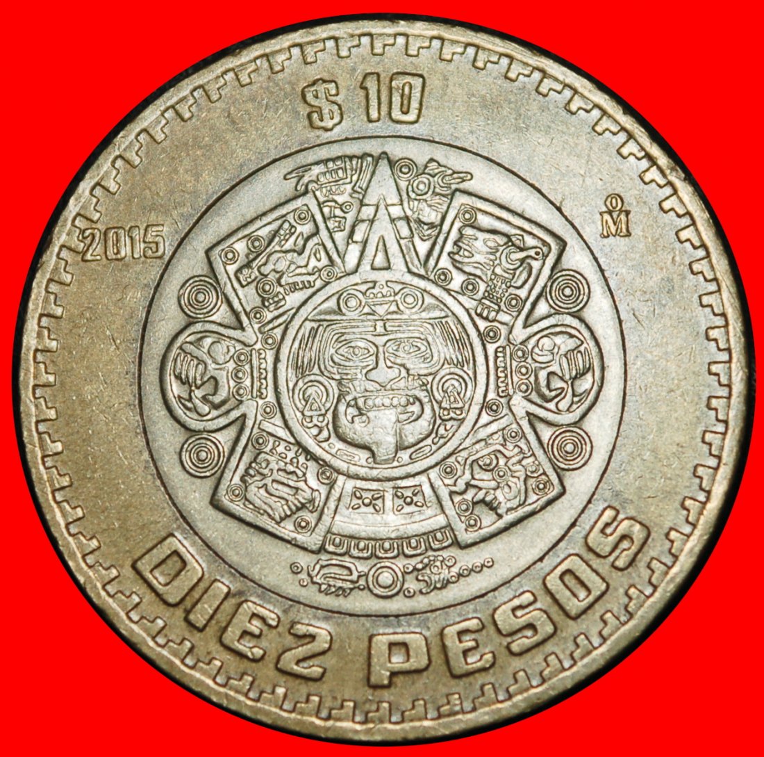  Ⰶ STEIN DER SONNE (1992-2025): MEXIKO ★ 10 PESO 2015 FEUERMASKE! STEMPEL V! ★OHNE VORBEHALT!   