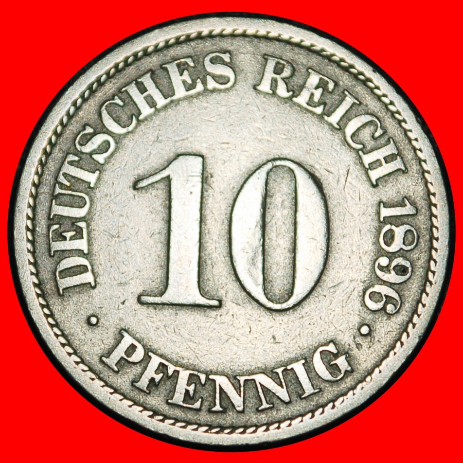  Ⰶ EAGLE (1890-1916): GERMANY★10 PFENNIGS 1896A PRUSSIA! WILLIAM II 1888-1918★LOW START ★ NO RESERVE!   