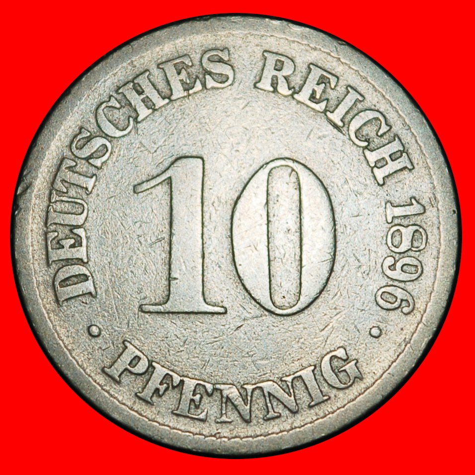 Ⰶ EAGLE (1890-1916): GERMANY★10 PFENNIGS 1896D BAVARIA! WILLIAM II 1888-1918★LOW START ★ NO RESERVE!   