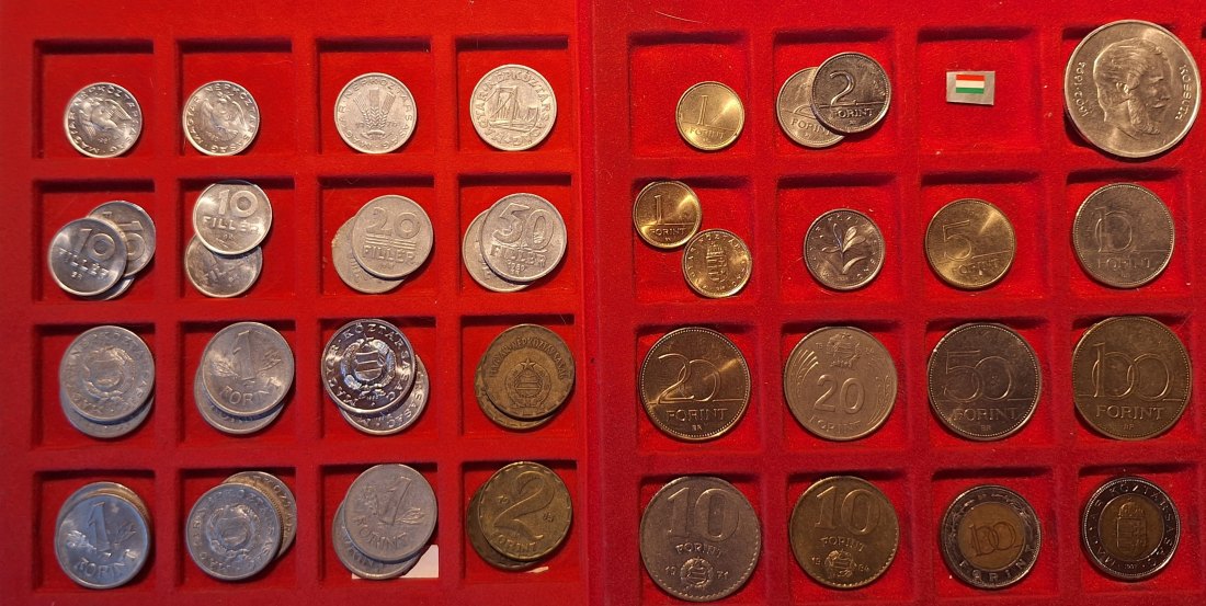  Ungarn, 10 Filler bis 100 Forint Lot verschiedene Jahre Gesamtgewicht 148g   
