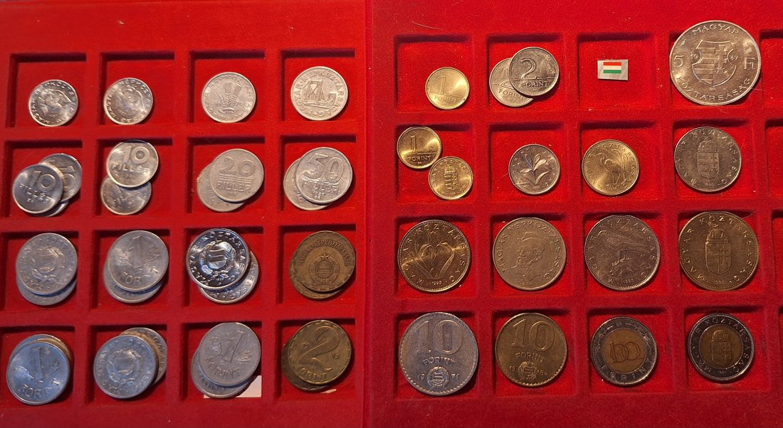  Ungarn, 10 Filler bis 100 Forint Lot verschiedene Jahre Gesamtgewicht 148g   