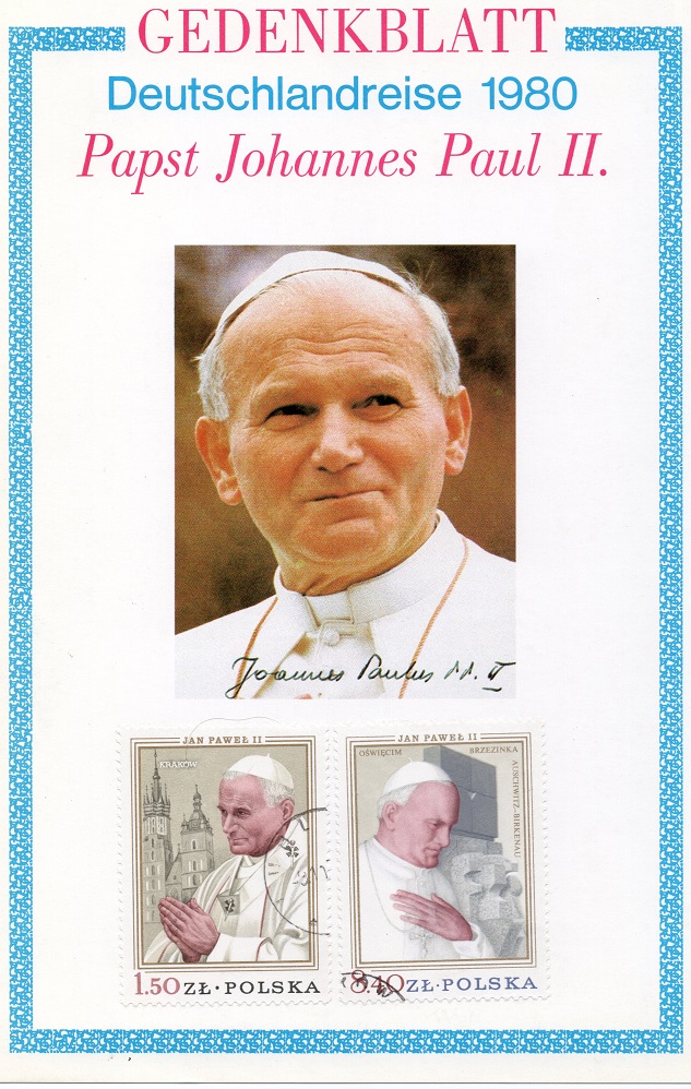  Gedenkblatt Papst J. Paul II. 1980 Nr. 1 / DIN A5 / siehe scan   