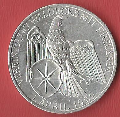  Weimar 3 Mark Waldeck 1929  Koblenzer Muenzen Studio Münzankauf Koblenz Frank Maurer AL575   