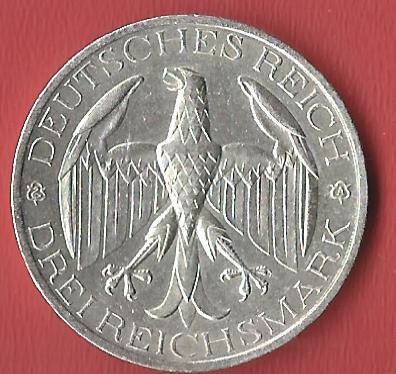  Weimar 3 Mark Waldeck 1929  Koblenzer Muenzen Studio Münzankauf Koblenz Frank Maurer AL575   