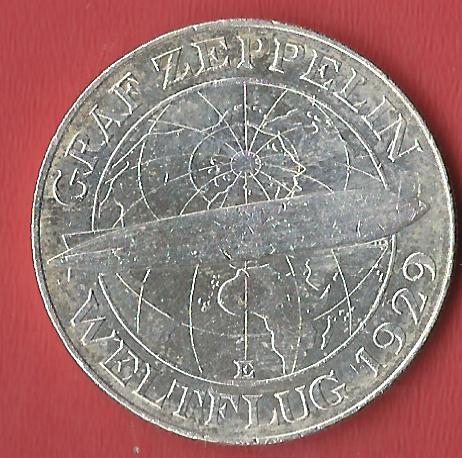  Weimar 5 Mark Zeppelin 1930 E  Koblenzer Muenzen Studio Münzankauf Koblenz Frank Maurer AL576   